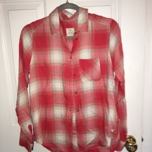 pink and white flannel